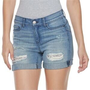 Juicy Couture Ripped Jean Shorts Glitter Detail Size 10